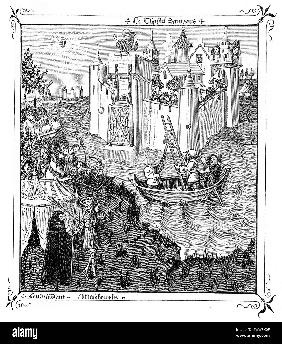 Das Schloss der Liebe, Champion des Dames, 15. Jahrhundert Stockfoto