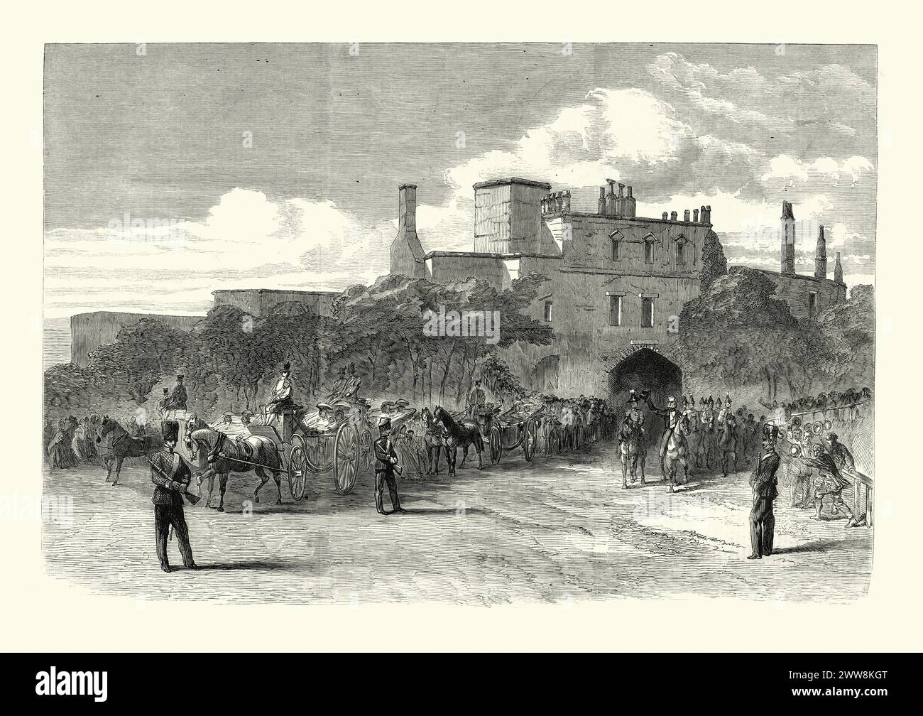 Die Installation von Lord Palmerston als Lord Warden of the Cinque Ports. Ankunft der seine Herrschaft am Dover Castle, 1861. London Illustrated News Stockfoto