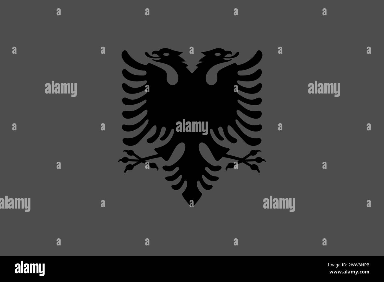 Albanien Flagge - graue monochrome Vektorillustration. Flagge in Schwarz-weiß Stock Vektor