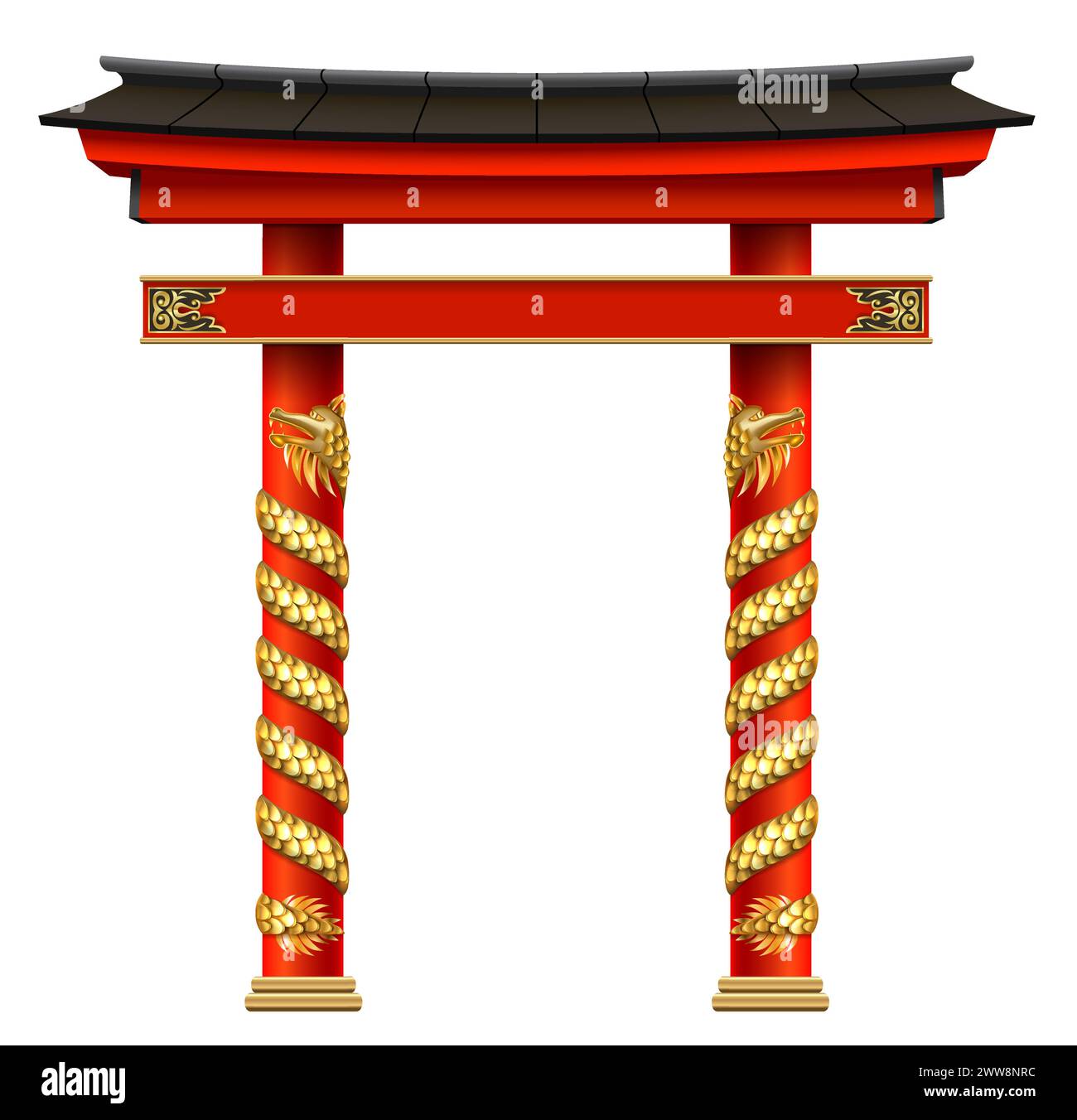 Vektorfassade isolieren. Traditionelles japanisches oder orientalisches Tori-Tor Stock Vektor