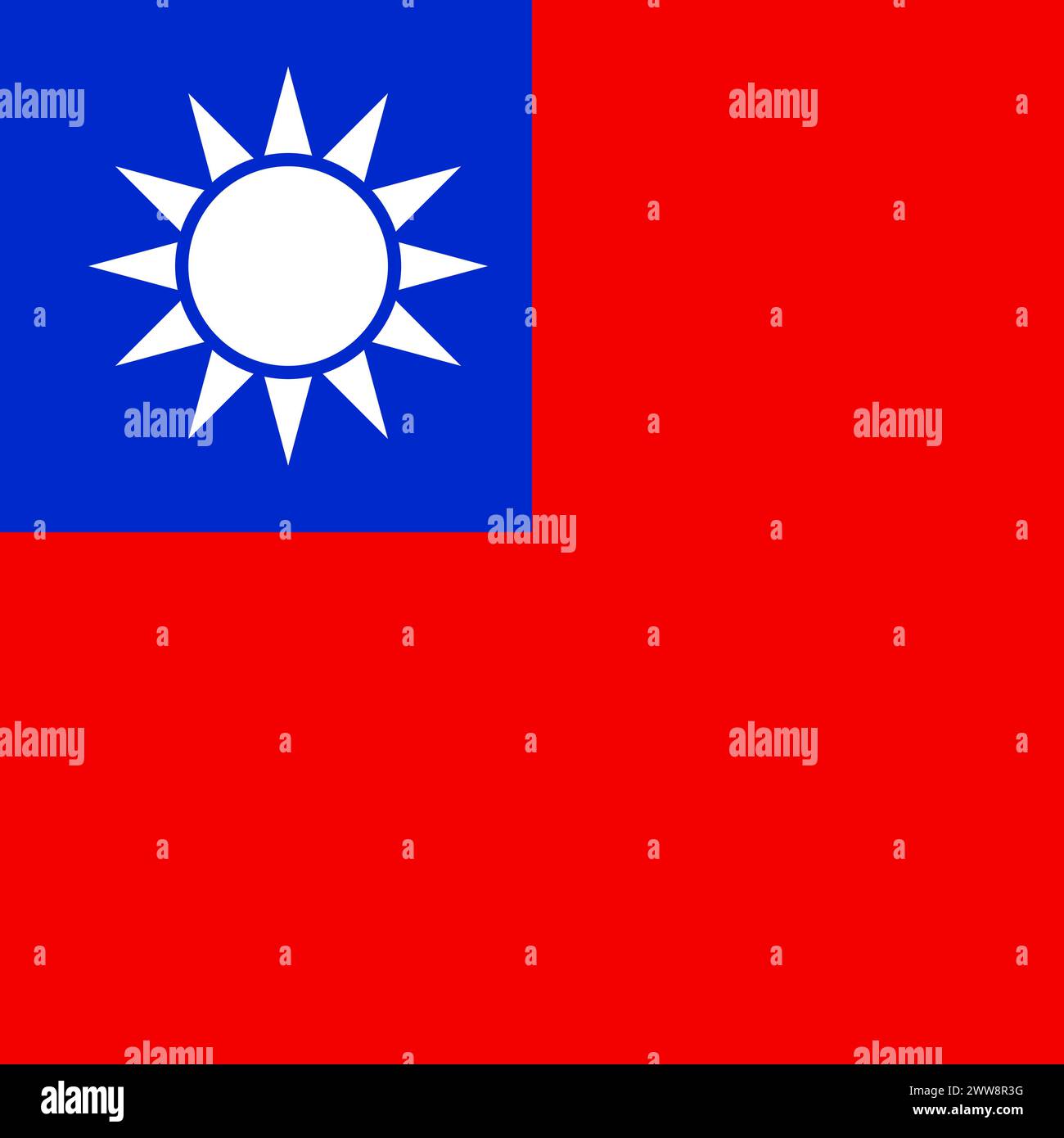 Taiwan-Flagge - solides flaches Vektorquadrat mit scharfen Ecken. Stock Vektor