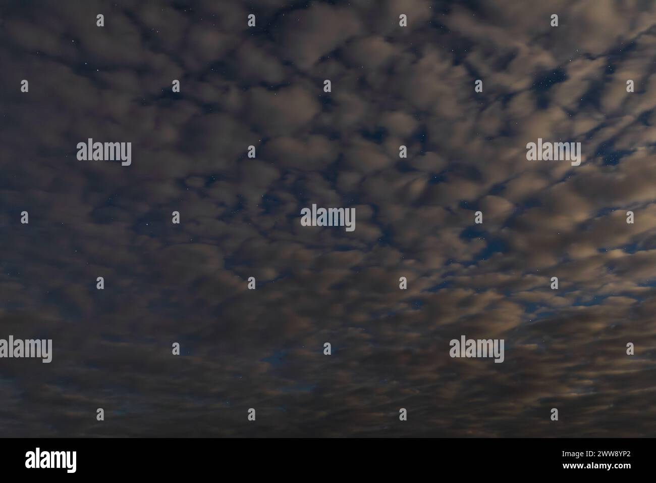 Die Umarmung des Dämmerlichts: Wolken und Sternenlicht Stockfoto