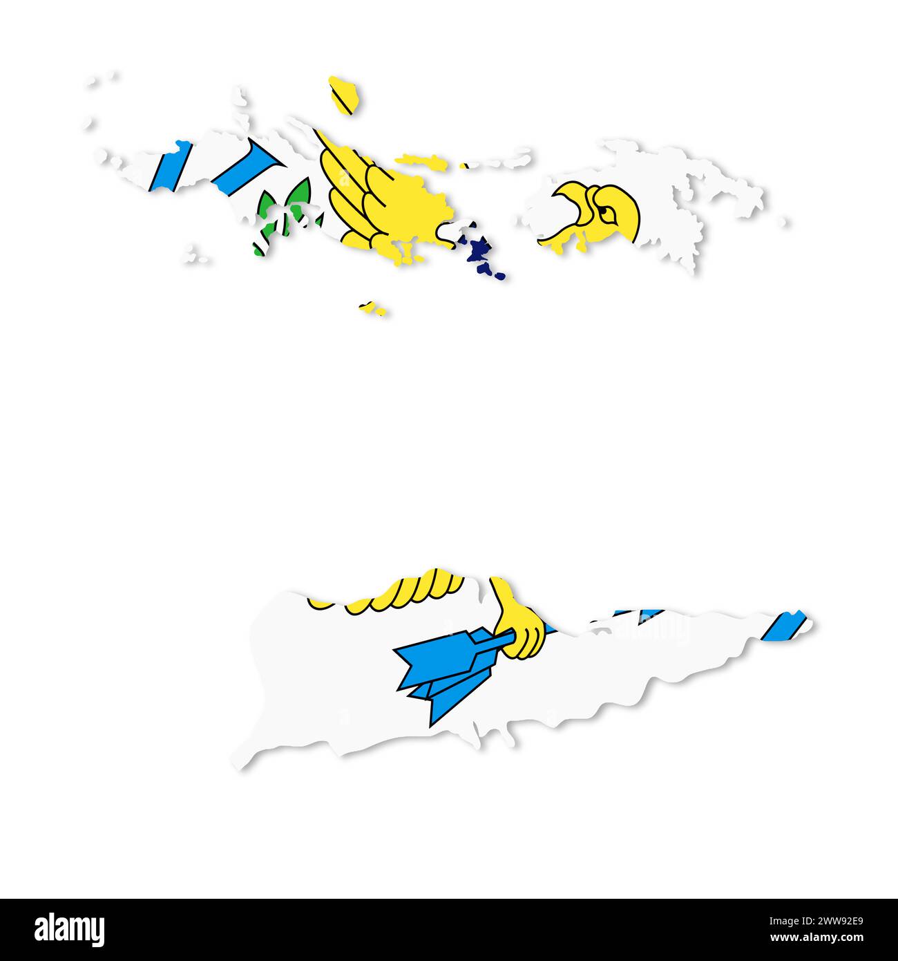 Flaggenkarte der US-Jungferninseln Stockfoto
