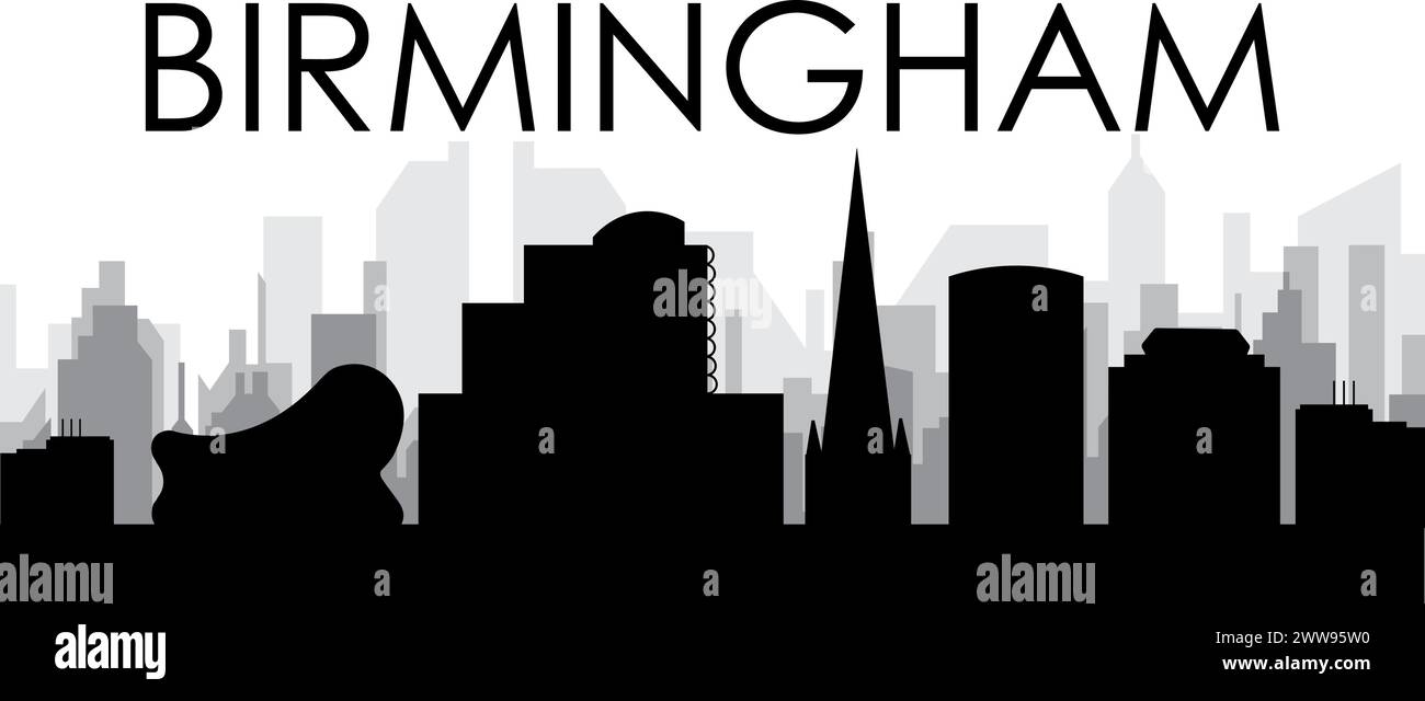 Skyline Panorama der Stadt BIRMINGHAM, GROSSBRITANNIEN Stock Vektor