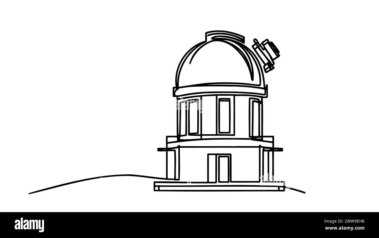 Durchgehende einzeilige Zeichnung. Schulteleskop-Symbol. Vektorabbildung. Stock Vektor