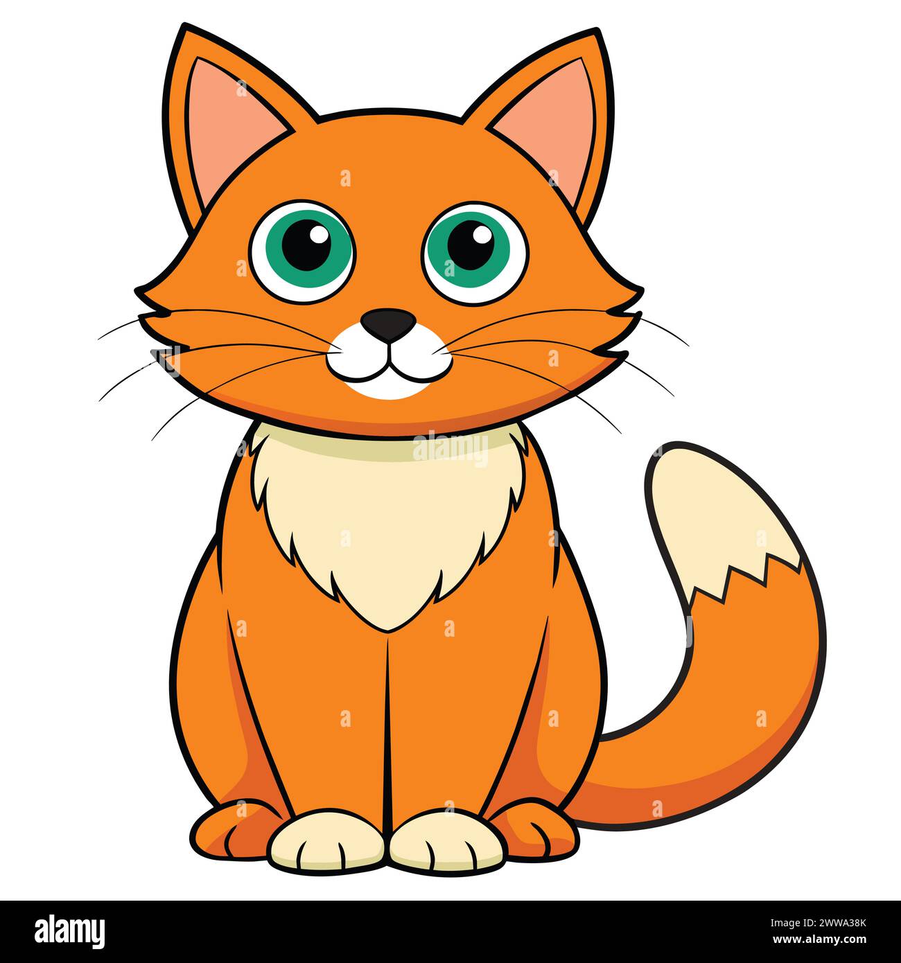 Vektorillustration einer orangen Katze, die mit Konzeptisolation sitzt Stock Vektor