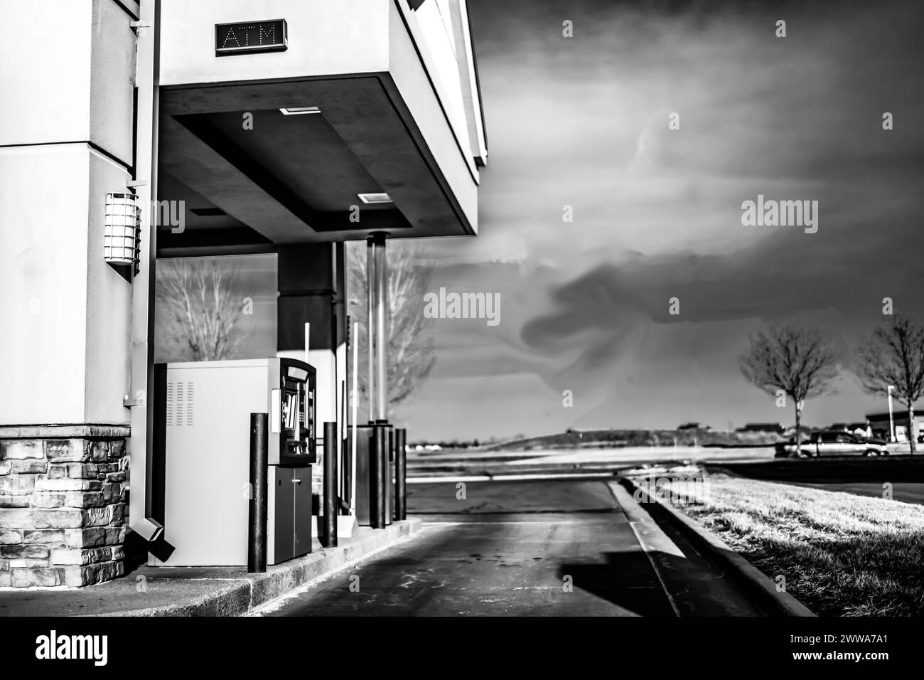 Bankautomat in einer Kleinstadt Stockfoto