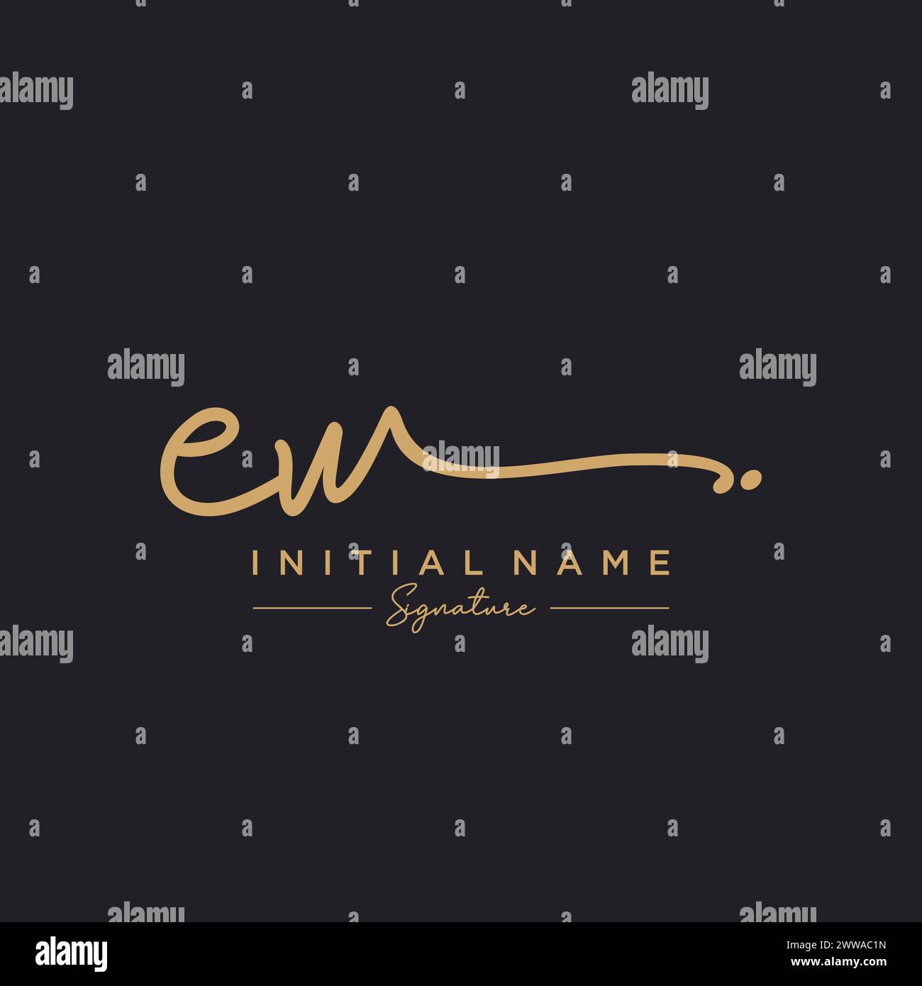 EW-Signatur-Logo-Vorlagenvektor Stock Vektor
