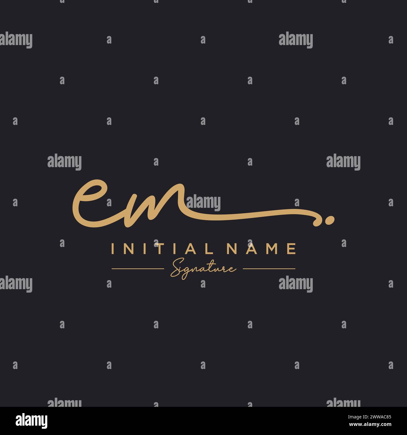 EM-Signatur-Logo-Vorlagenvektor Stock Vektor