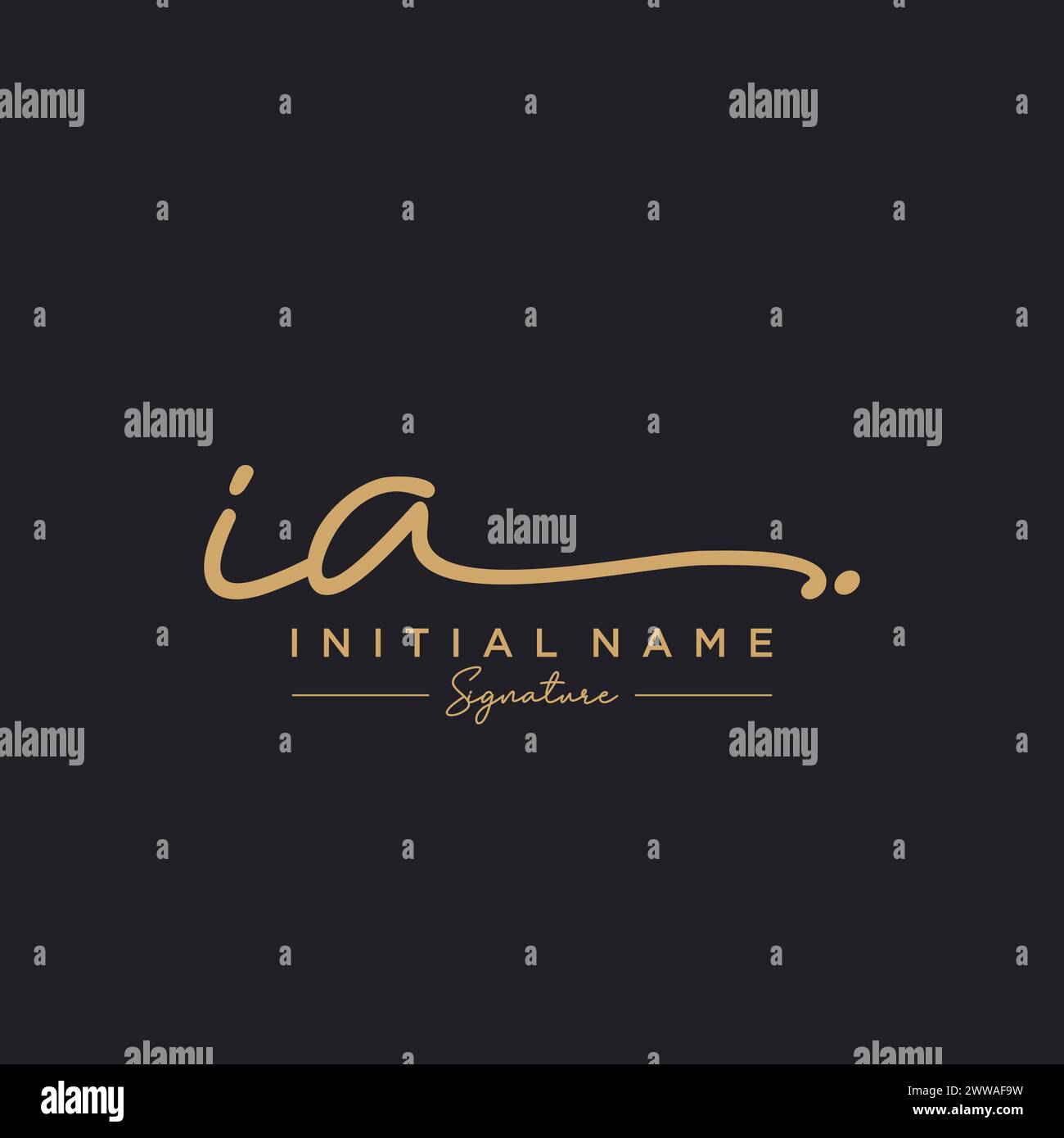 IA-Signatur-Logo-Vorlagenvektor Stock Vektor