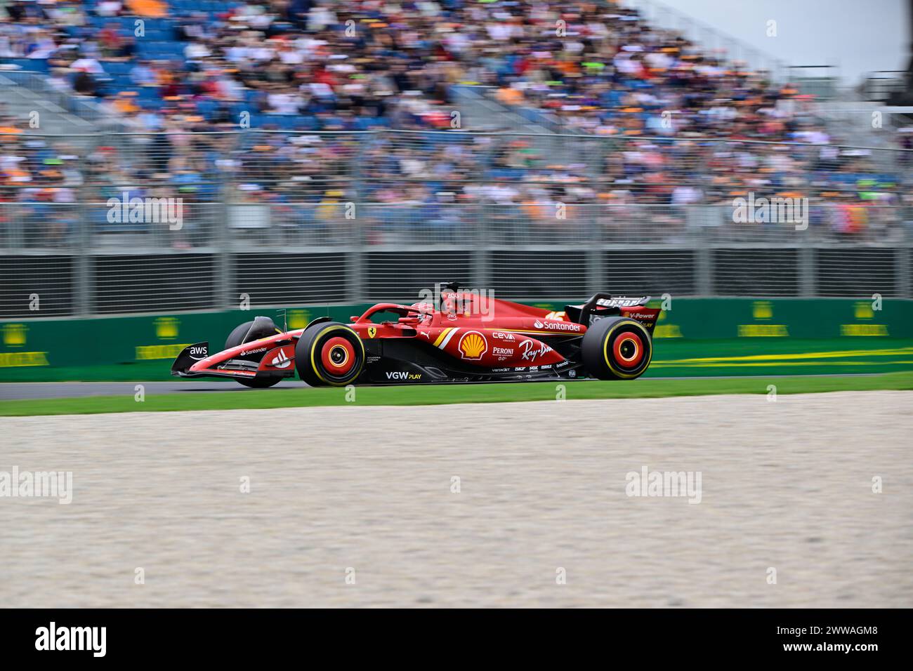 MELBOURNE, AUSTRALIEN. 23. März 2024. 16 Charles Leclerc (MCO) Scuderia Ferrari während der Free Practice 3 Session beim FIA Formel 1 Rolex Australian Grand Prix 2024 3. Runde vom 22. Bis 24. März auf dem Albert Park Street Circuit in Melbourne, Australien. Quelle: Karl Phillipson/Alamy Live News Stockfoto