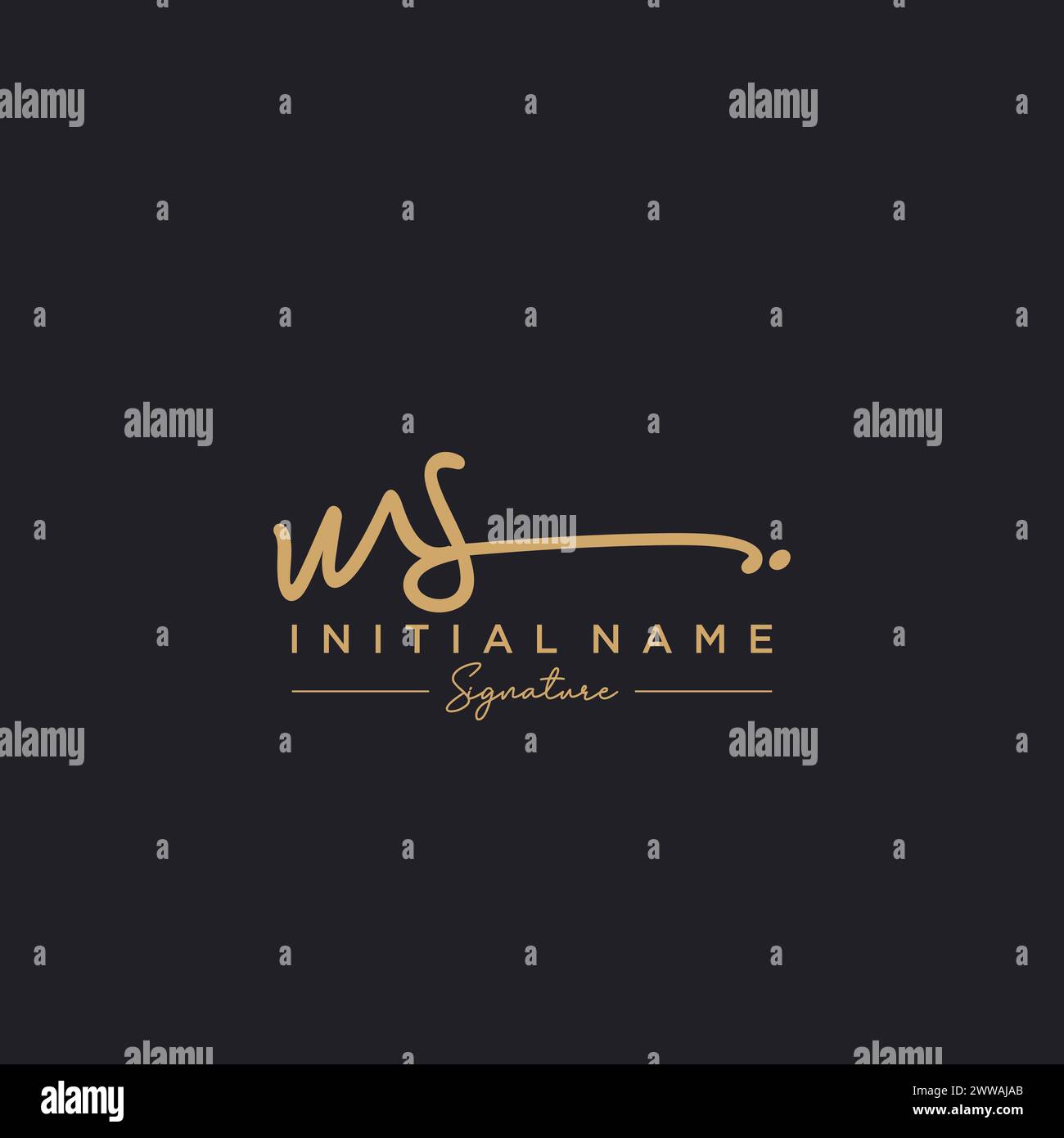 WS-Signatur-Logo-Vorlagenvektor Stock Vektor