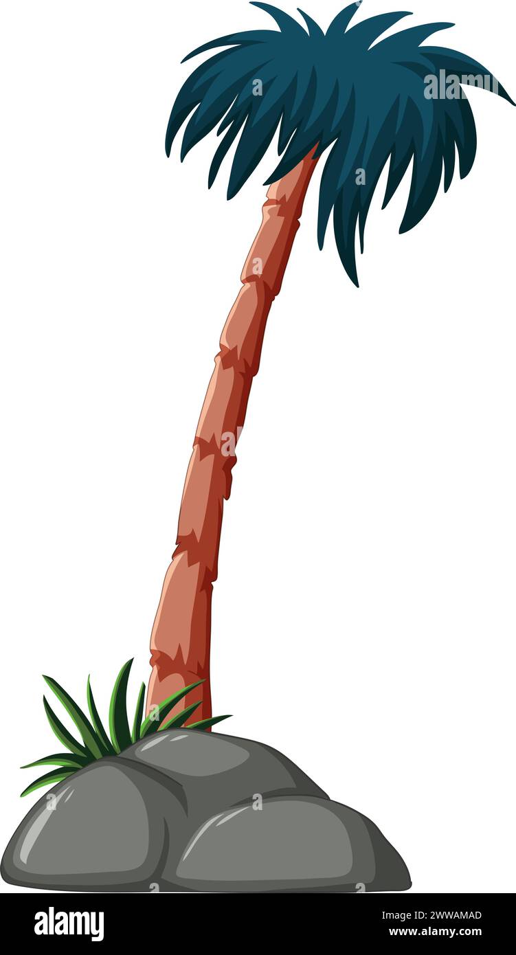 Vektor-Illustration einer Palme auf einem Felsen Stock Vektor