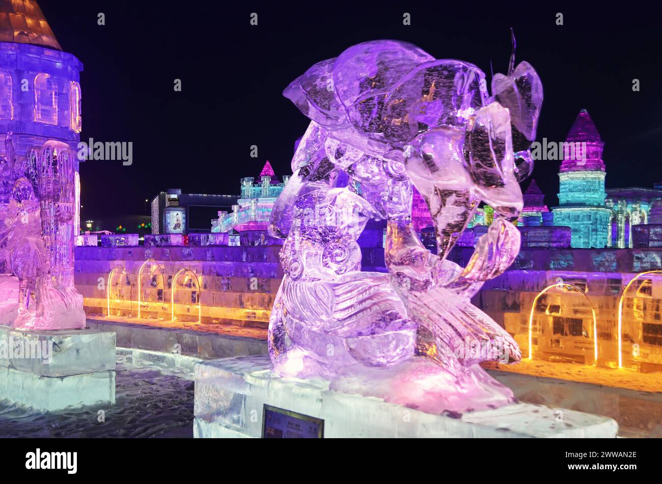 Harbin International Eis und Schneeskulpturen Festival (Eis & Schnee Welt) Stockfoto