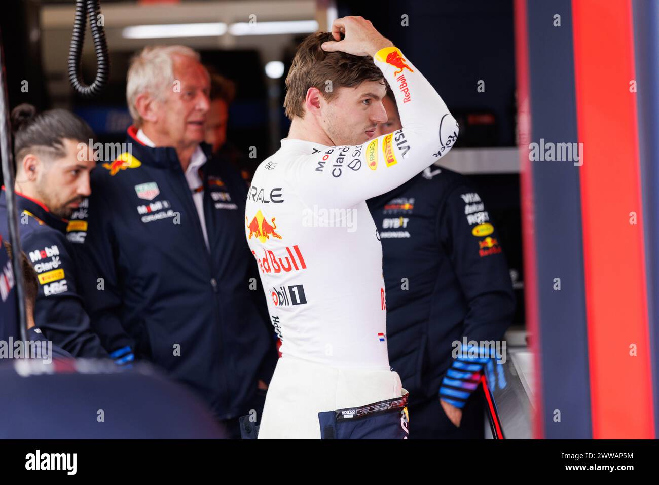 Melbourne, Australien. März 2024. Max Verstappen aus den Niederlanden und Oracle Red Bull Racing nach dem letzten Training vor dem F1 Grand Prix von Australien auf der Albert Park Grand Prix Strecke. Quelle: SOPA Images Limited/Alamy Live News Stockfoto