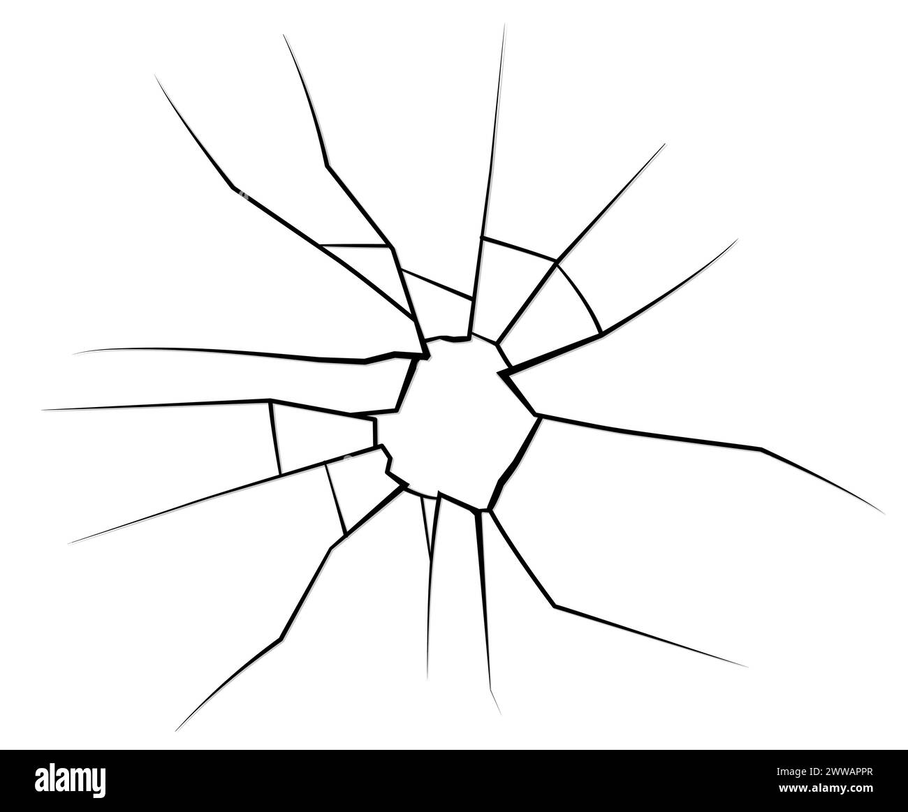 Abbildung eines Glases oder eines Bildschirms, das beschädigt ist Stock Vektor