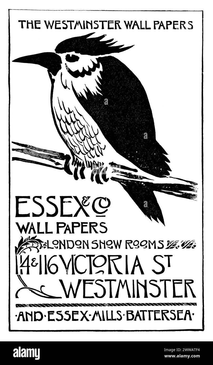 1895 britische Werbung für die Essex Wallpaper Co. Stockfoto