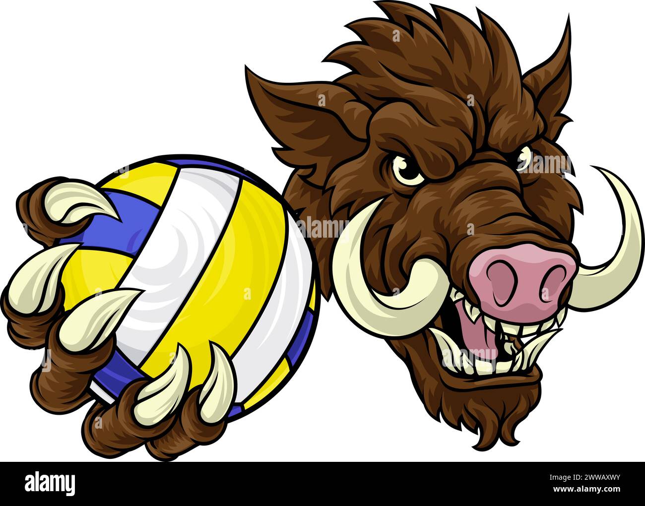 Boar Razorback Hog Volleyball Volley Ball Maskottchen Stock Vektor