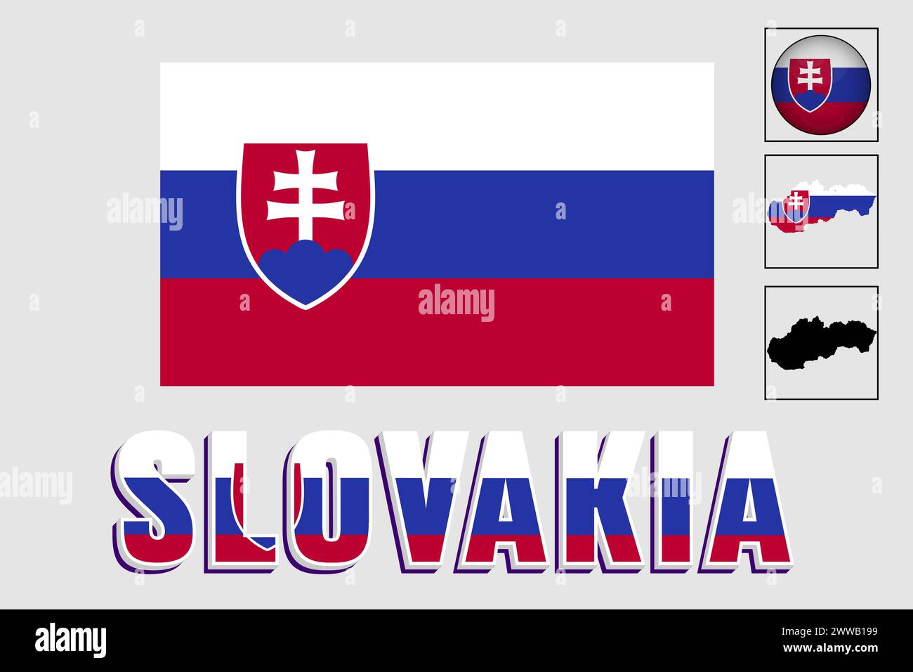 Slowakei Flagge und Karte in einer Vektorgrafik Stock Vektor