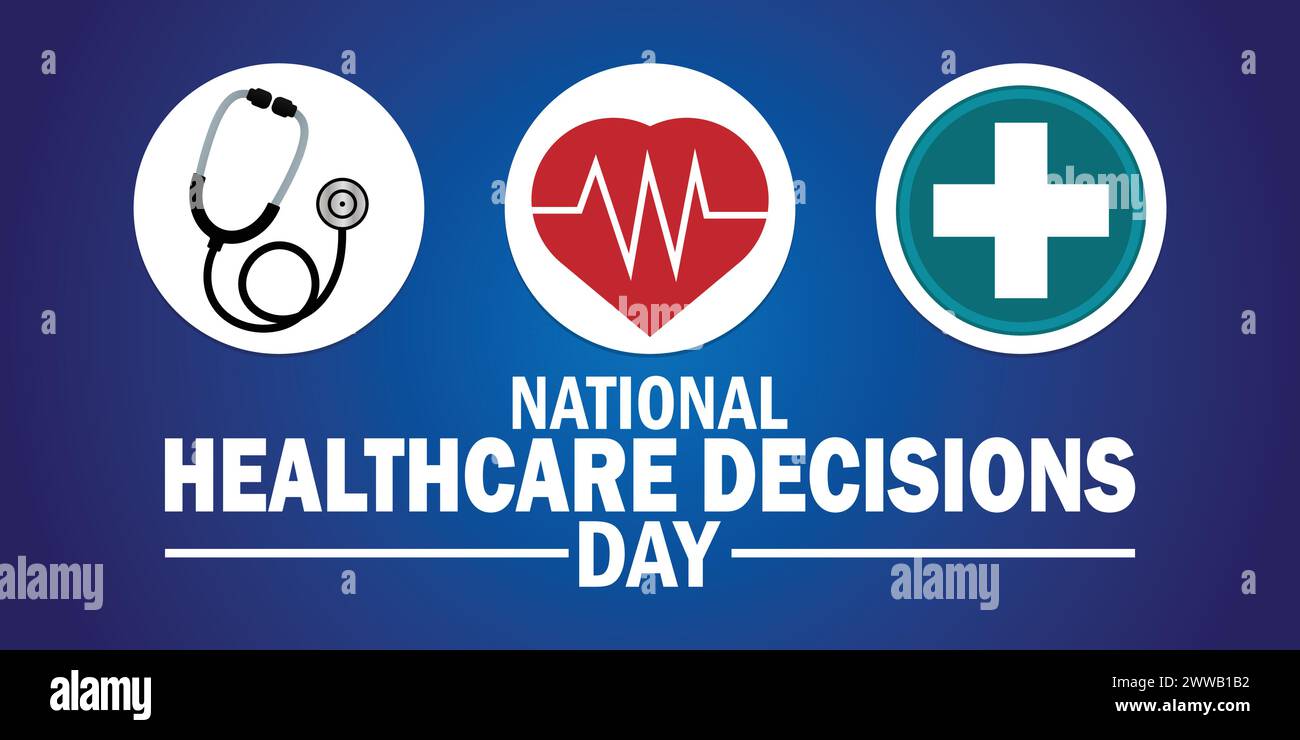 Nationaler Tag Für Entscheidungen Im Gesundheitswesen. Urlaubskonzept. Vorlage für Hintergrund, Banner, Karte, Poster mit Textbeschriftung Stock Vektor
