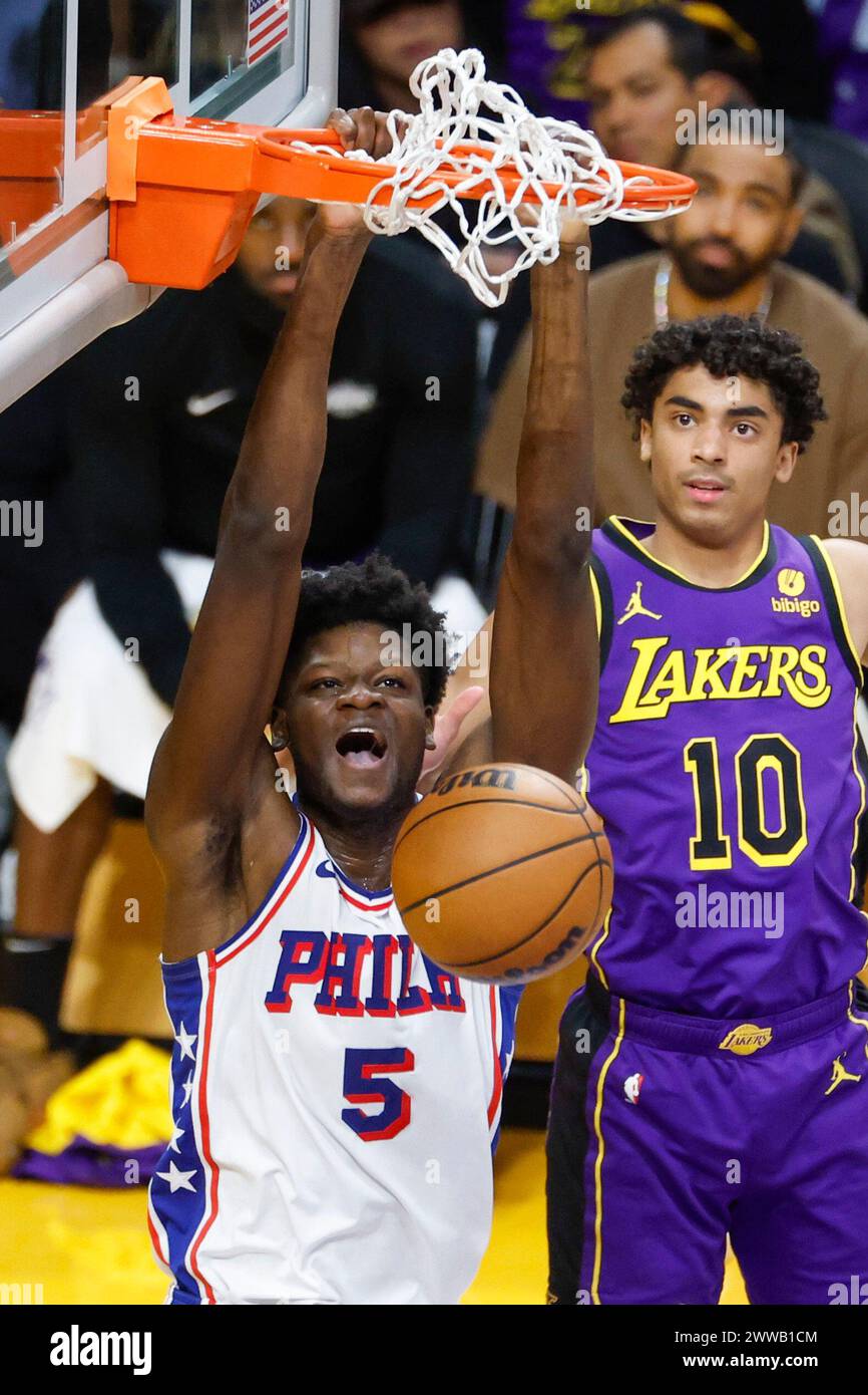 Los Angeles, Usa. März 2024. Philadelphia 76ers' Mo Bamba wurde während eines NBA-Basketballspiels zwischen Lakers' und 76ers in der Crypto.com Arena gezeigt. Endpunktzahl ( NBA 2024:) Lakers 101:94 76ers (Foto: Ringo Chiu/SOPA Images/SIPA USA) Credit: SIPA USA/Alamy Live News Stockfoto