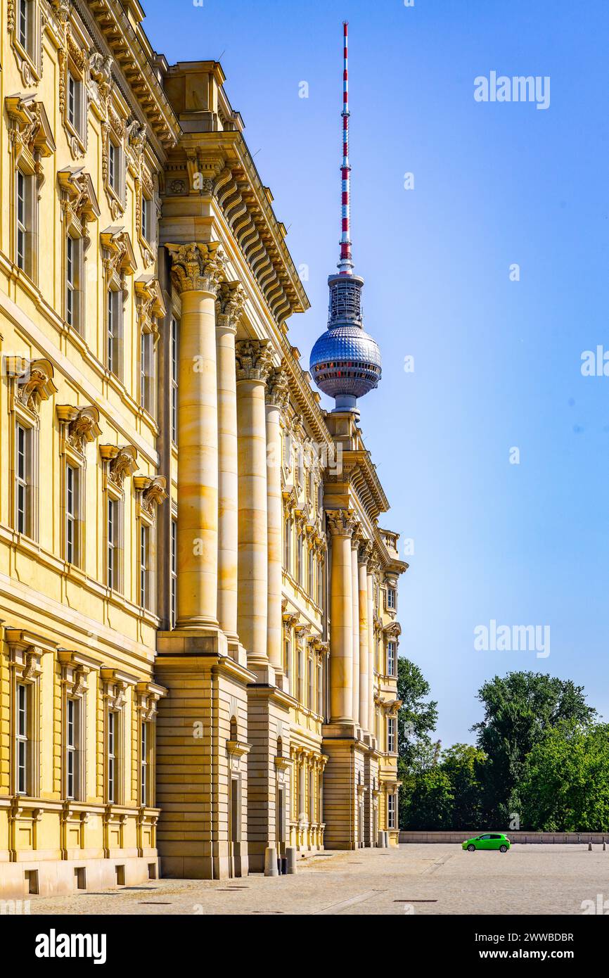 Berlin, Deutschland, Spree, Stadtschloss, Humboldt Forum, Museumsinsel, Fernsehturm Stockfoto