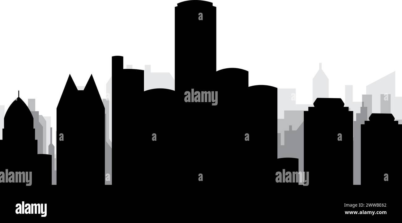 Skyline-Panorama der Stadt DETROIT, USA Stock Vektor