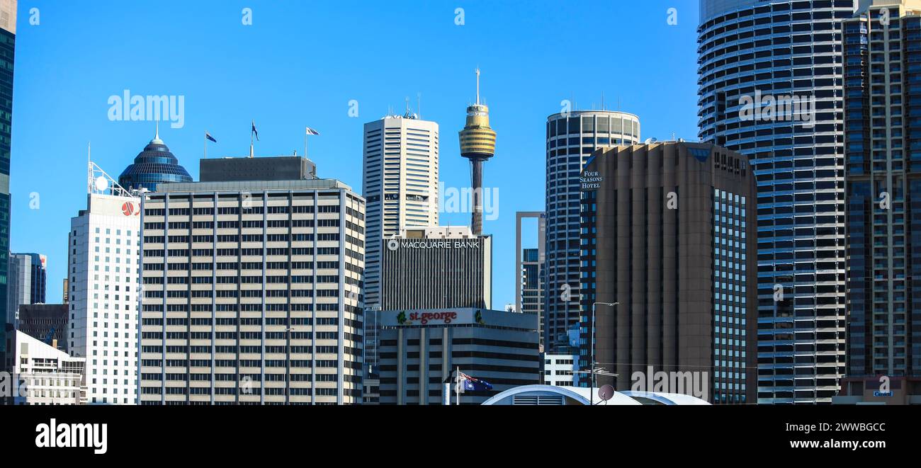 Sydney, Australien - 10. September 2009 : Hochhäuser der Stadt Sydney mit Centrepoint Tower (Sydney Tower Eye) Stockfoto