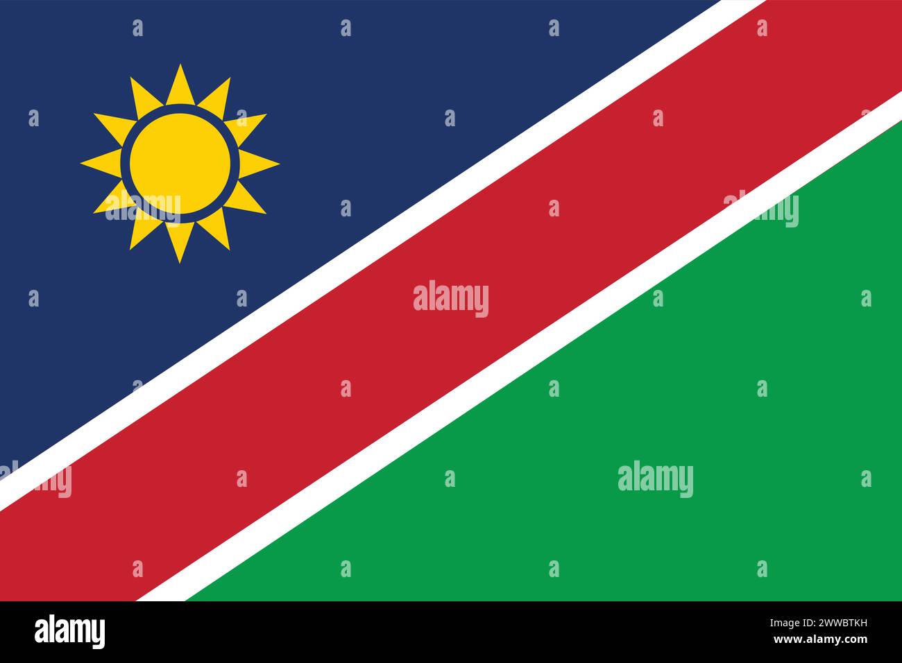 Nationalflagge von Namibia, Namibia-Zeichen, Namibia-Flagge Stock Vektor
