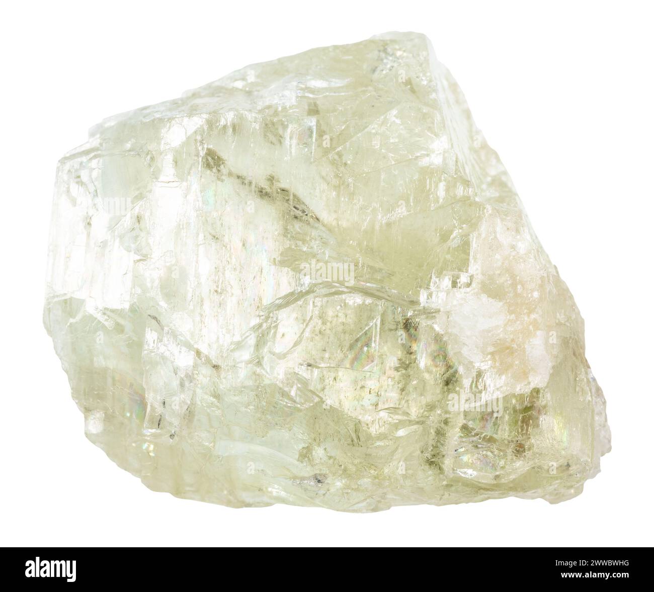 Nahaufnahme einer Probe von Naturstein aus geologischer Sammlung - unpoliertes verstecktes Mineral isoliert auf weißem Hintergrund aus Brasilien Stockfoto