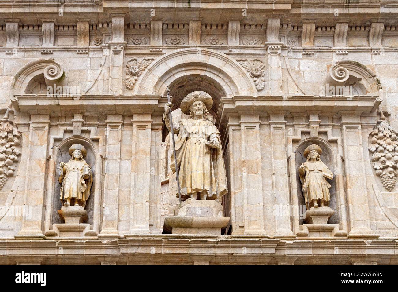 Statue Von St. James Der Ältere, Santiago De Compostela, Spanien Stockfoto