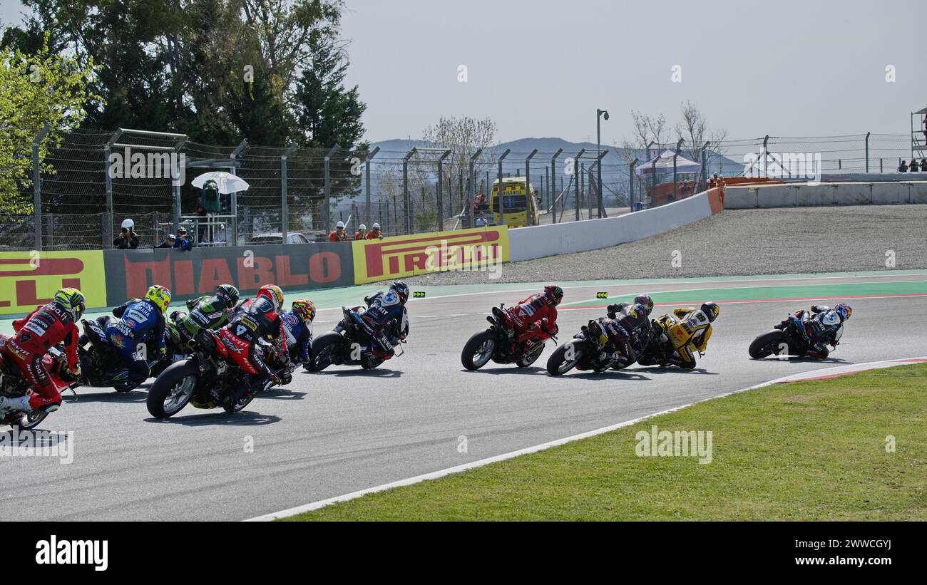 Autodromo Di Barcellona 22-24 Marzo 2024 während der Pirelli Catalunya Runde - Runde 2 - Race1, World Superbike - SBK Rennen in Barcelona, Spanien, 23. März 2024 Stockfoto