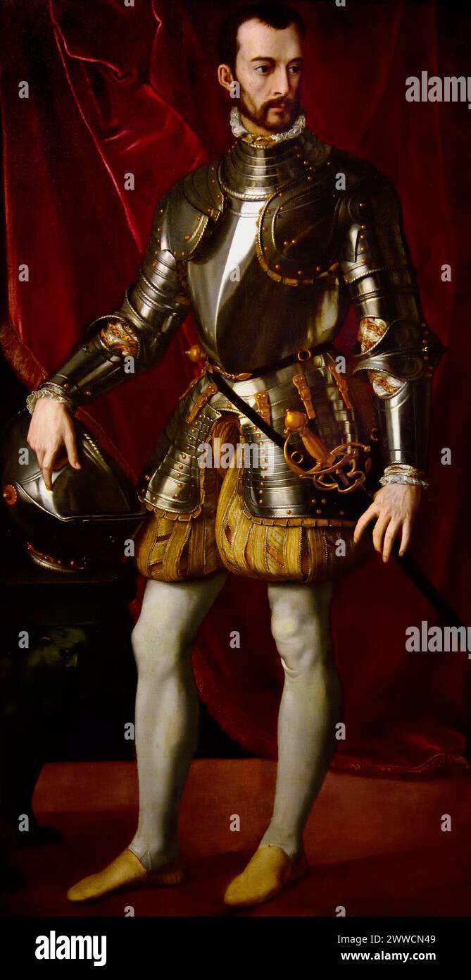 Francesco i de' Medici von Alessandro Allori, Angelo Bronzino (Maler) 1560 Museum Mayer van den Bergh, Antwerpen, Belgien, Belgien. (Francesco I. war der zweite Großherzog der Toskana und regierte von 1574 bis zu seinem Tod 1587. Er war Mitglied des Hauses Medici. Stockfoto
