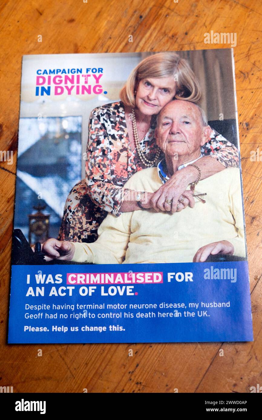 Das Flugblatt der Kampagne „würde im Sterben“ Stockfoto