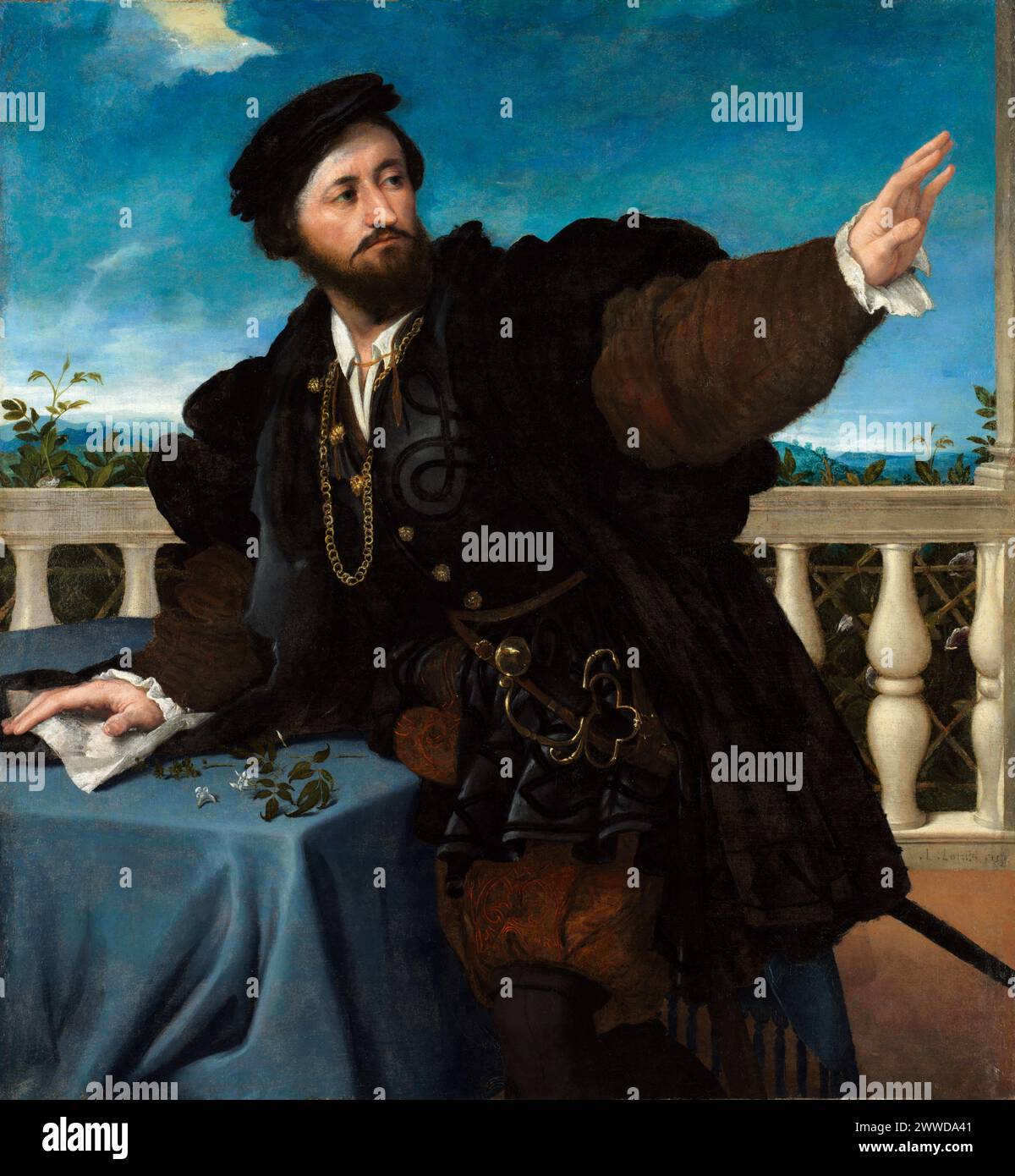 Porträt eines Mannes, vielleicht Girolamo Rosati. Lorenzo Lotto. 1533-34 Stockfoto