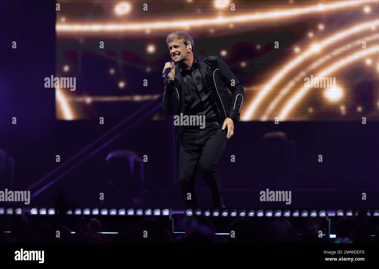 Mexiko-Stadt, Mexiko. März 2024. Kian Egan von der irischen Band Westlife tritt während der Wild Dreams Tour am 22. März 2024 in der Arena CDMX in Mexiko-Stadt auf. (Foto: Luis Marin/Eyepix Group) Credit: NurPhoto SRL/Alamy Live News Stockfoto