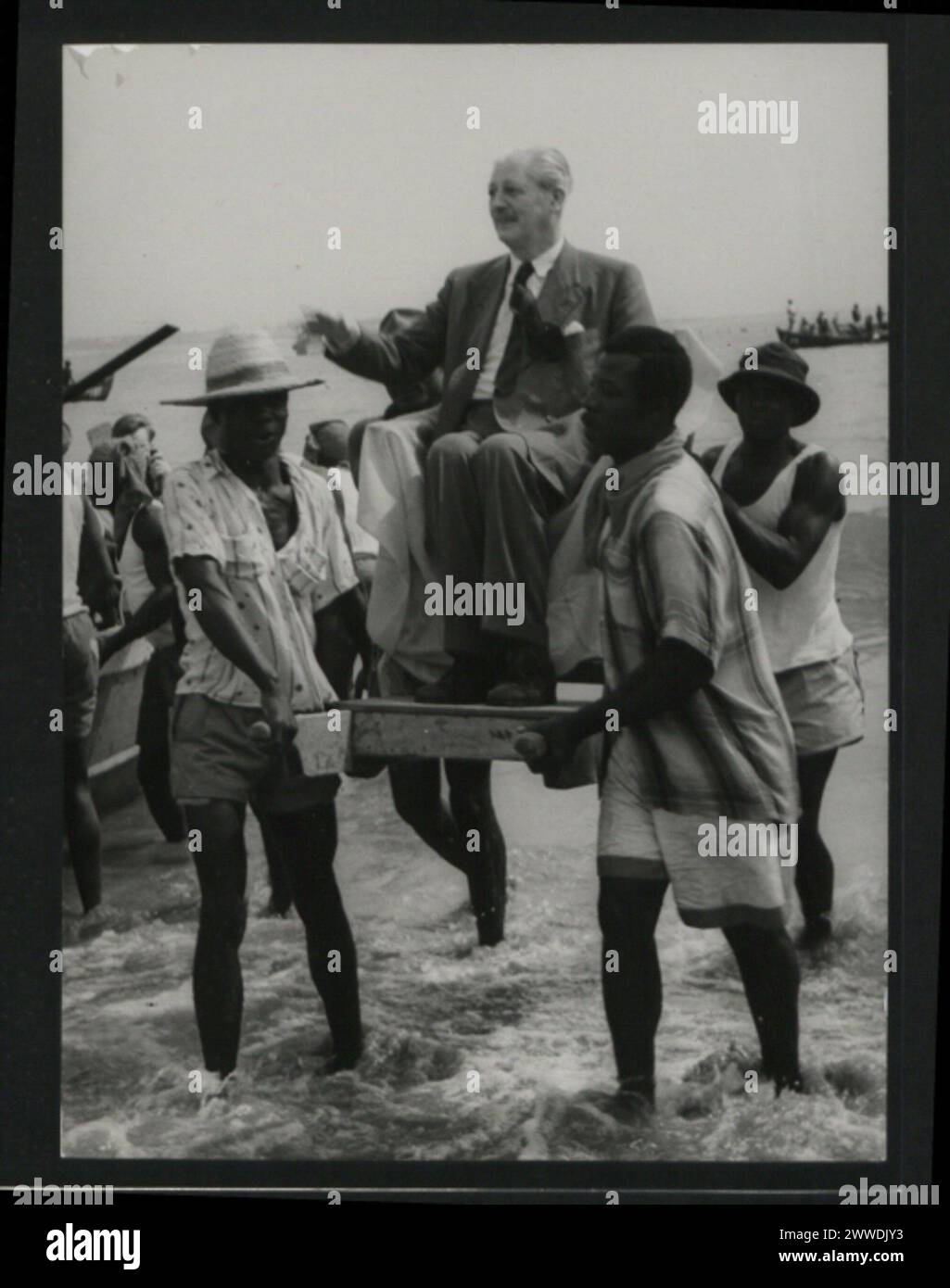Der britische Premierminister besuchte Ghana im Januar 1960, wo er an diplomatischen Treffen, offiziellen Veranstaltungen und öffentlichen Auftritten teilnahm. Stockfoto