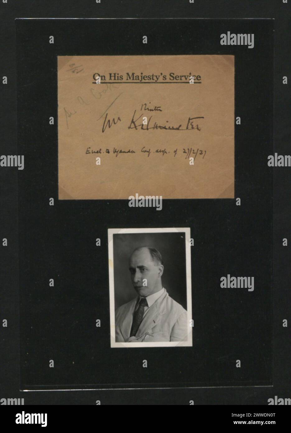 Am 27. Februar 1937 diente Sir Albert R. Cook im Dienst der Neunten Kompanie in Makindje, Kampala, Uganda. Stockfoto