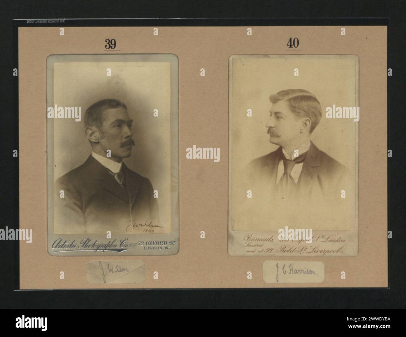 Porträts von J. Wilson und J. C. Harrison, die professionelle oder historische Persönlichkeiten in Borneo darstellen. Stockfoto