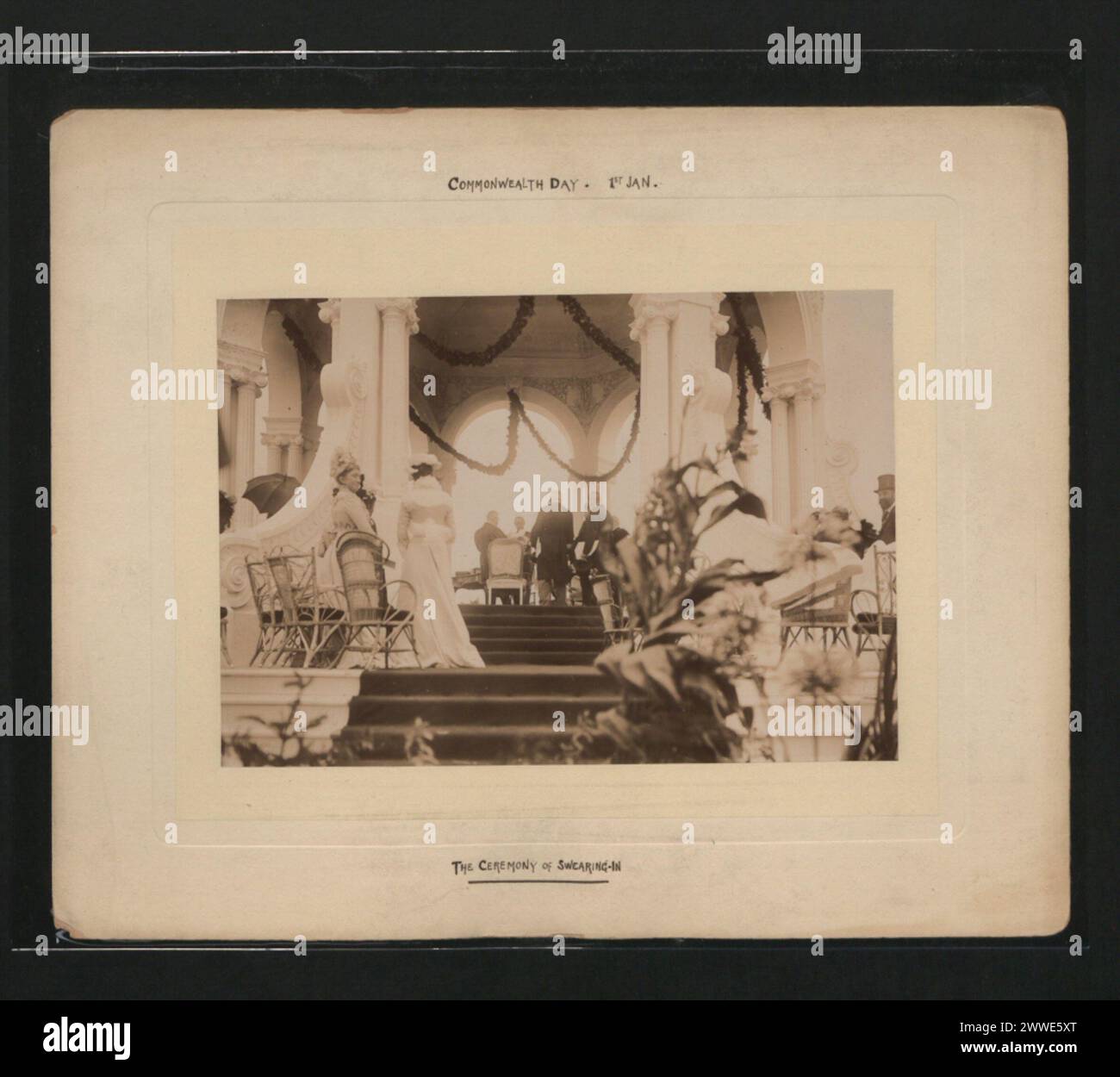 Zeremonie der Vereidigung für den Commonwealth-Tag am 1. Januar in New South Wales, mit Beamten, Teilnehmern und zeremoniellen Verfahren. Stockfoto