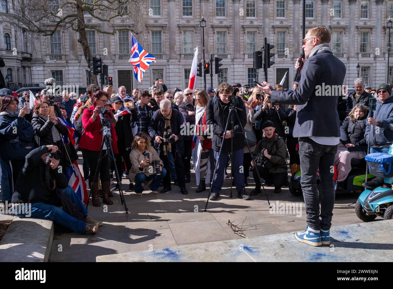 London, Großbritannien. März 2024. Wendepunkt die rechte Organisation hält eine Kundgebung in Zentral-London ab, um die britische Kultur zu bewahren. Quelle: James Willoughby/Alamy Live News Stockfoto