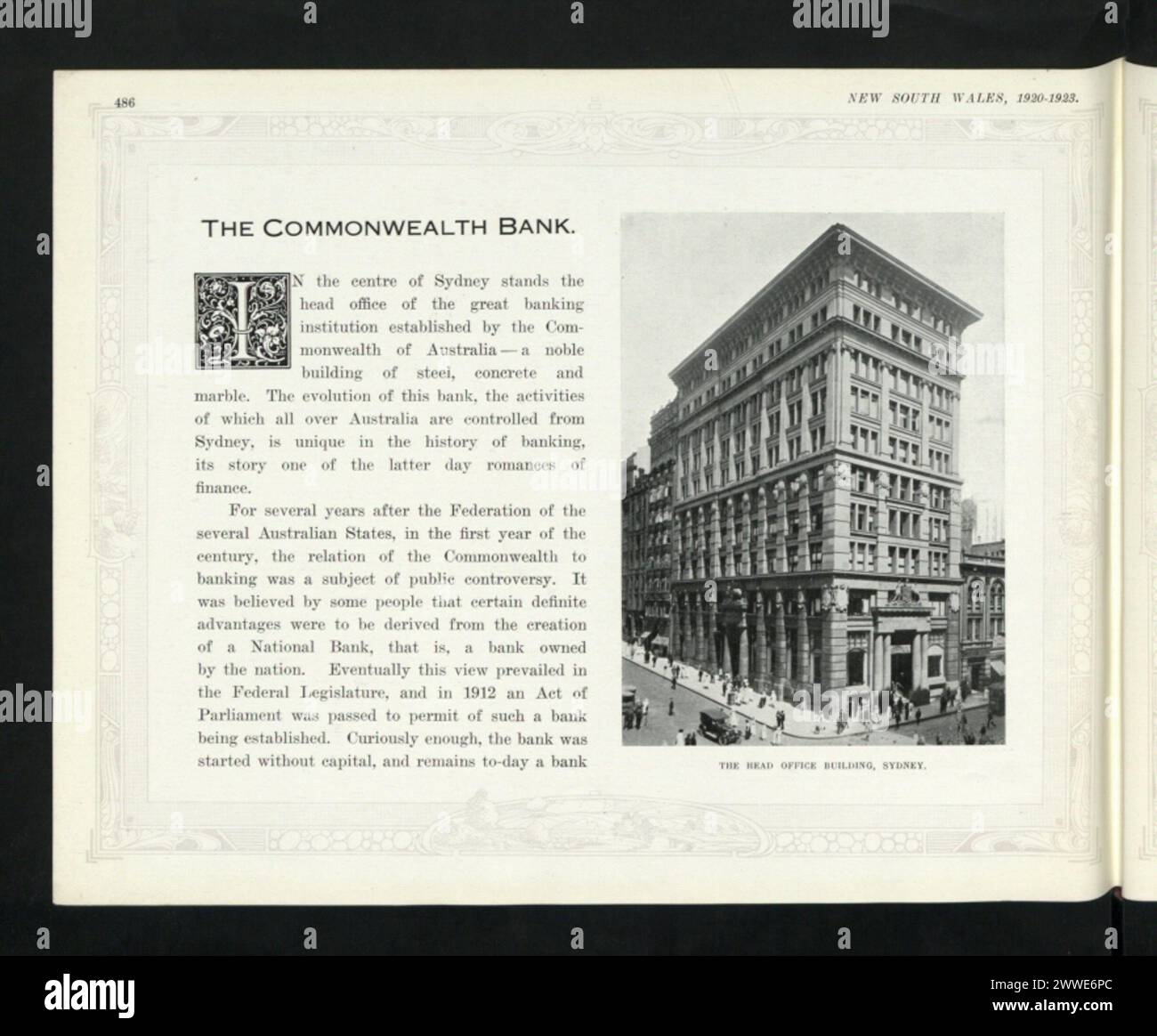 Die Commonwealth Bank befand sich 1912 im Read Office Building in Sydney, New South Wales, Australien. Stockfoto