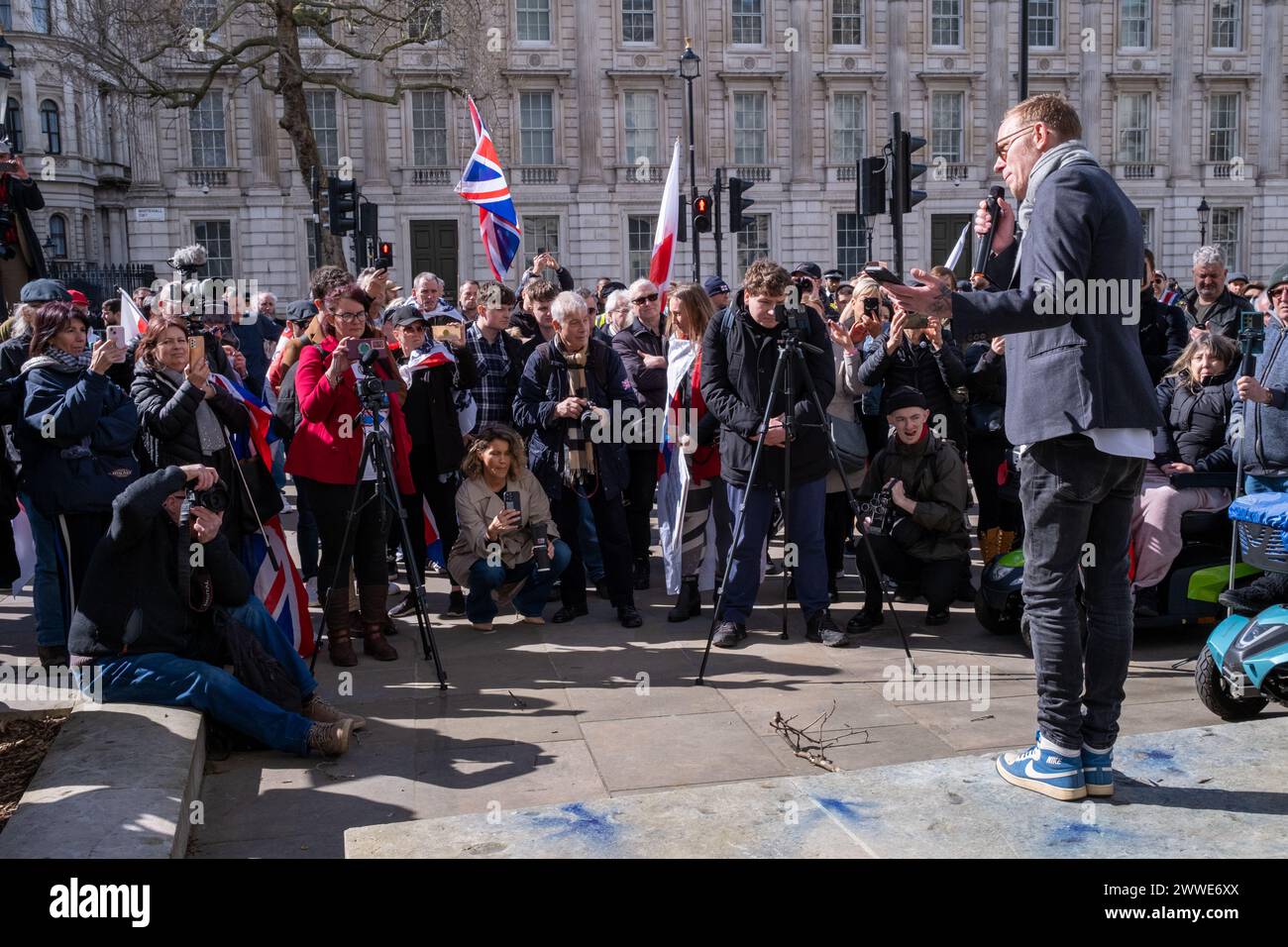 London, Großbritannien. März 2024. Wendepunkt die rechte Organisation hält eine Kundgebung in Zentral-London ab, um die britische Kultur zu bewahren. Quelle: James Willoughby/Alamy Live News Stockfoto
