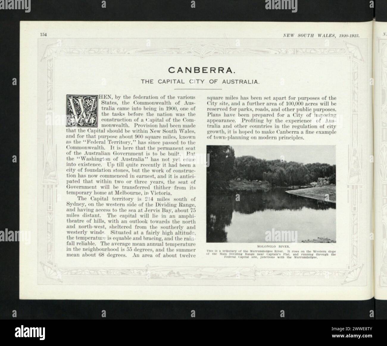 Beschreibung: Canberra. Molonglo River. Ort: New South Wales, Canberra, Melbourne, Victoria, Australien Datum: 1900 australien, australasien, ozeanien, australasien, Australien Stockfoto