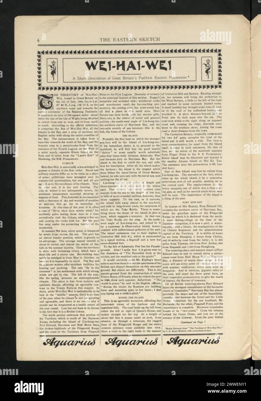 27. Juli 1905 Ausgabe von The Eastern Sketch, einer illustrierten Wochenzeitung, die Nachrichten, Anzeigen und Zeichnungen zum sozialen, kulturellen und städtischen Leben in China präsentiert. Stockfoto