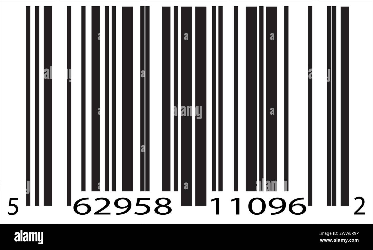 Barcode-Symbol für Etikettenstil. Barcode isoliert auf weiß mit Zahlen Stock Vektor