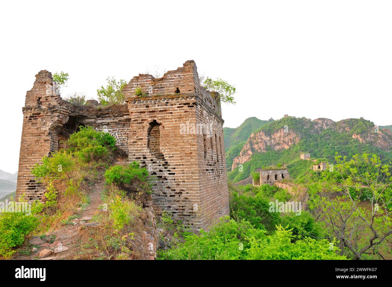 Alte ökologische Mauer, Nordchina, Ulmengrat, die Chinesische Mauer Stockfoto