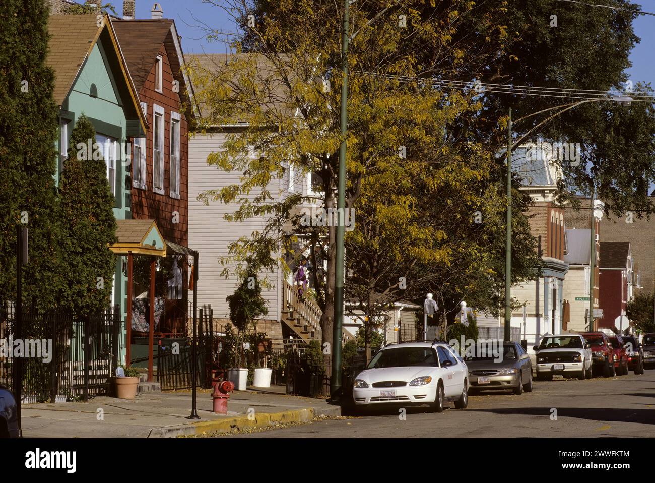 Chicago, Illinois, USA - Pilsen, mexikanisch-amerikanisches Viertel, Wohngebiet Stockfoto