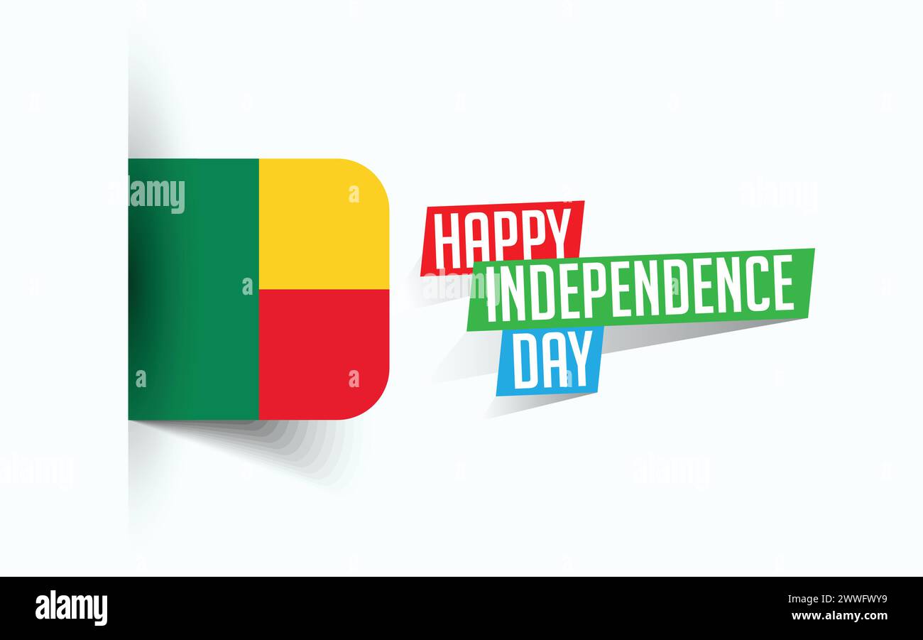 Happy Independence Day of Benin Vector Illustration, National Day Poster, Grußvorlage Design, EPS Source File Stock Vektor