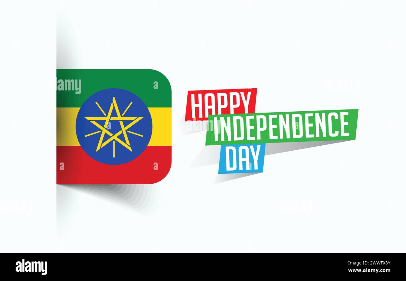 Happy Independence Day of Äthiopien Vektor-Illustration, National Day Poster, Grußvorlage Design, EPS Source File Stock Vektor